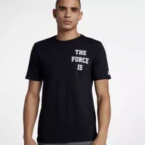 Women's Nike Air Force 1 The Force is Female Feminist Black T-shirt White Felt